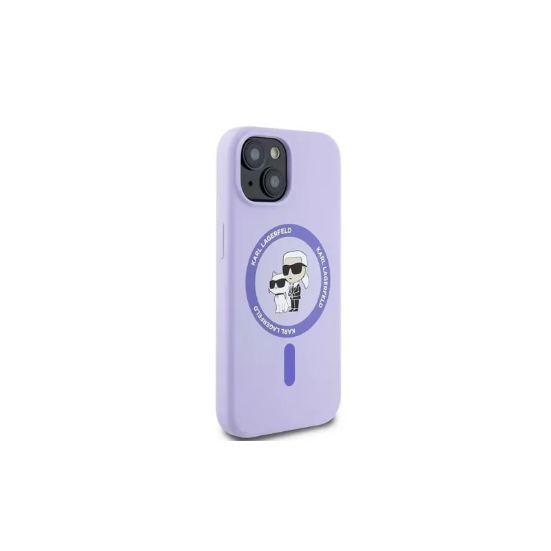 Karl Lagerfeld KLHMP15SSCMKCRHU funda rígida de silicona morada para iPhone 15 6,1