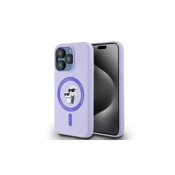Karl Lagerfeld KLHMP15LSCMKCRHU funda de silicona morada para iPhone 15 Pro 6,1