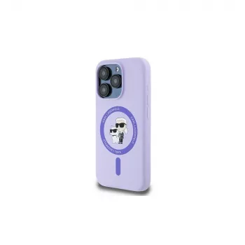 Karl Lagerfeld KLHMP15LSCMKCRHU funda de silicona morada para iPhone 15 Pro 6,1