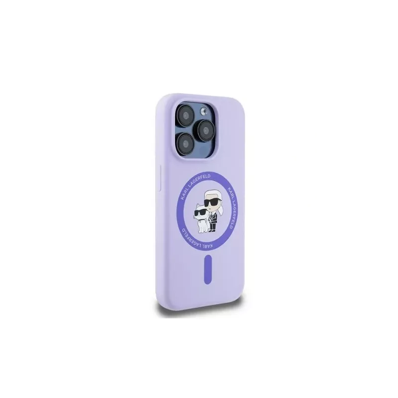 Karl Lagerfeld KLHMP15LSCMKCRHU funda de silicona morada para iPhone 15 Pro 6,1