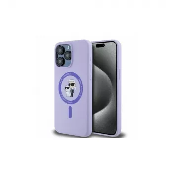 Karl Lagerfeld funda rígida de silicona morada para iPhone 15 Pro Max 6,7