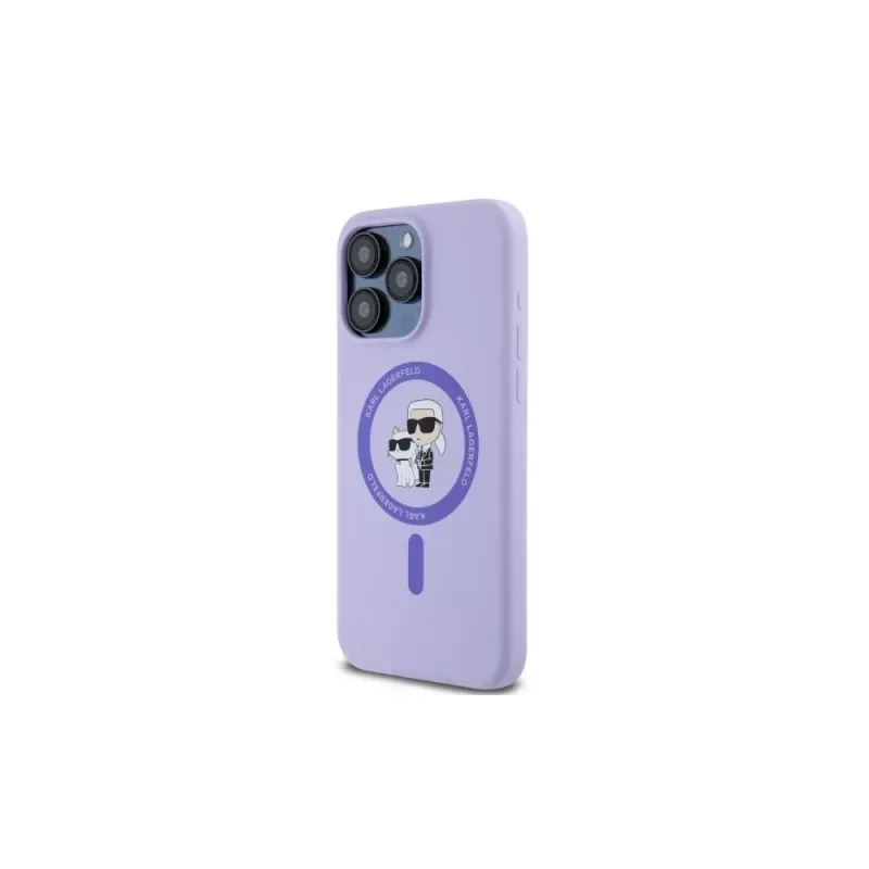 Karl Lagerfeld funda rígida de silicona morada para iPhone 15 Pro Max 6,7