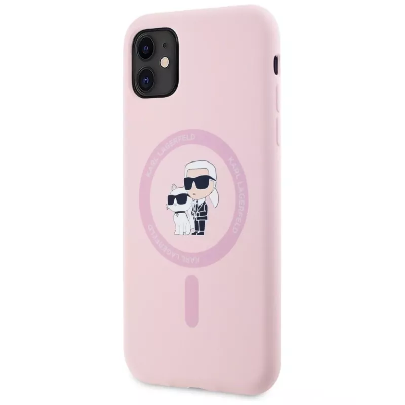 KARL LAGERFELD funda MagSafe de silicona Karl&Choupette para iPhone 11 rosa