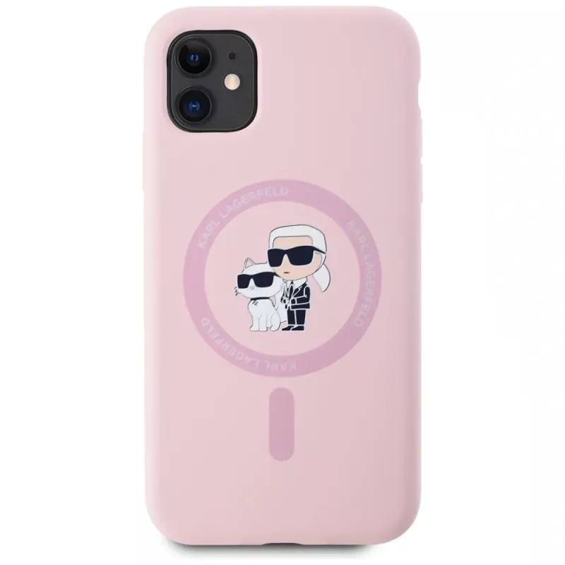 KARL LAGERFELD funda MagSafe de silicona Karl&Choupette para iPhone 11 rosa
