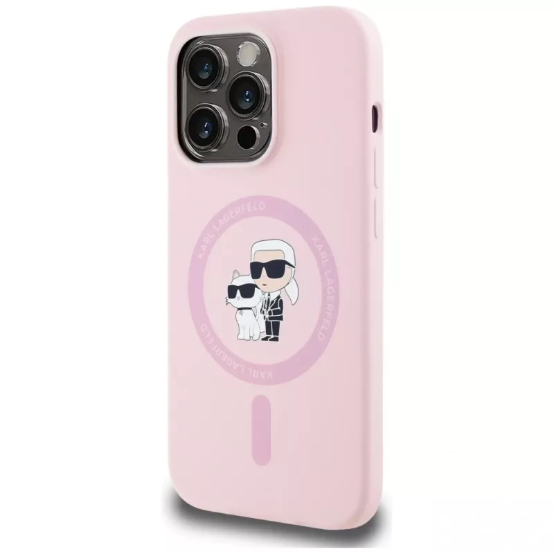 KARL LAGERFELD funda MagSafe de silicona Karl&Choupette para iPhone 14 Pro Max rosa