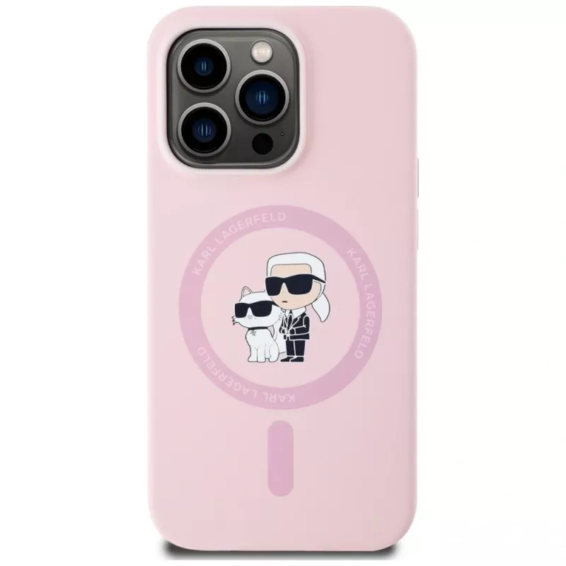 KARL LAGERFELD funda MagSafe de silicona Karl&Choupette para iPhone 14 Pro Max rosa