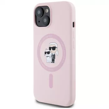 Karl Lagerfeld funda MagSafe de silicona Karl & Choupette para iPhone 15 rosa