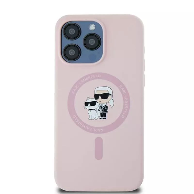 Karl Lagerfeld KLHMP15LSCMKCRHP funda rígida de silicona rosa para iPhone 15 Pro 6,1
