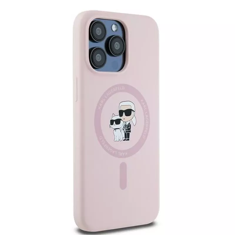 Karl Lagerfeld KLHMP15LSCMKCRHP funda rígida de silicona rosa para iPhone 15 Pro 6,1