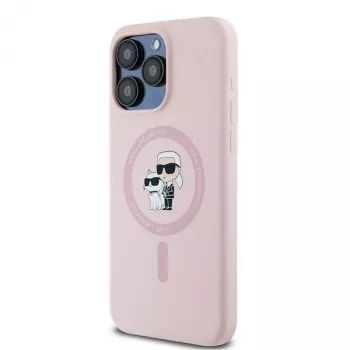 Karl Lagerfeld KLHMP15XSCMKCRHP funda rígida de silicona rosa para iPhone 15 Pro Max 6,7