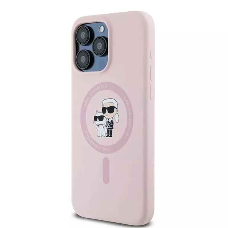 Karl Lagerfeld KLHMP15XSCMKCRHP funda rígida de silicona rosa para iPhone 15 Pro Max 6,7