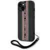 KARL LAGERFELD funda Saffiano Athleisure Stripes Cord para iPhone 15, negro-rojo