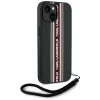 KARL LAGERFELD funda Saffiano Athleisure Stripes Cord para iPhone 15, negro-rojo
