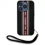 KARL LAGERFELD funda Saffiano Athleisure Stripes Cord para iPhone 15 Pro, negro/rojo