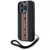 KARL LAGERFELD funda Saffiano Athleisure Stripes Cord para iPhone 15 Pro, negro/rojo