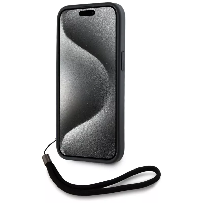 KARL LAGERFELD funda Saffiano Athleisure Stripes Cord para iPhone 15 Pro Max, negro/rojo