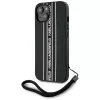 Karl Lagerfeld funda Saffiano Athleisure Stripes Cord para iPhone 15, negro-rosa