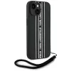 Karl Lagerfeld funda Saffiano Athleisure Stripes Cord para iPhone 15, negro-rosa