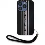 KARL LAGERFELD funda Saffiano Athleisure Stripes Cord para iPhone 15 Pro, negro/rosa