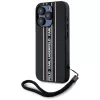 KARL LAGERFELD funda Saffiano Athleisure Stripes Cord para iPhone 15 Pro, negro/rosa