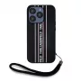Karl Lagerfeld funda Saffiano Athleisure Stripes Cord para iPhone 15 Pro Max negro rosa