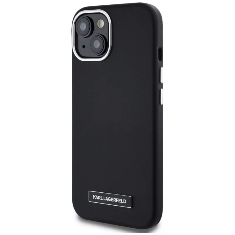Karl Lagerfeld funda MagSafe Metal Plate para iPhone 15, negra