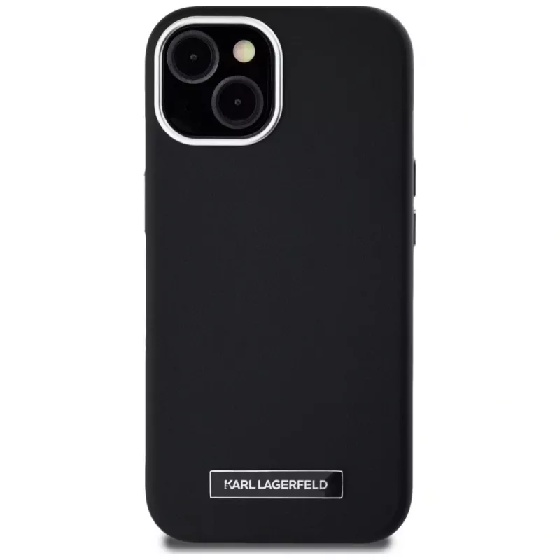Karl Lagerfeld funda MagSafe Metal Plate para iPhone 15, negra