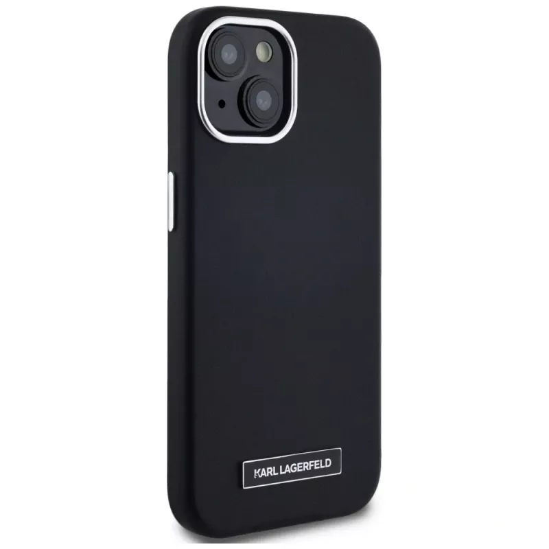Karl Lagerfeld funda MagSafe Metal Plate para iPhone 15, negra