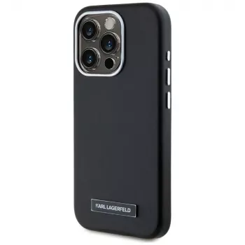 KARL LAGERFELD funda MagSafe Metal Plate para iPhone 15 Pro, negra