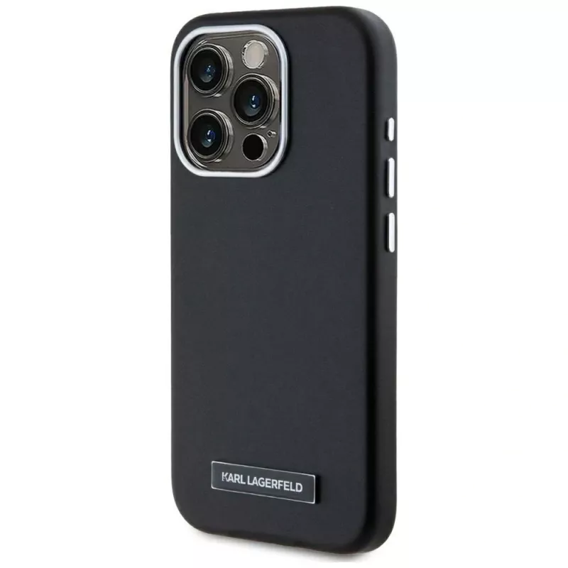 KARL LAGERFELD funda MagSafe Metal Plate para iPhone 15 Pro, negra
