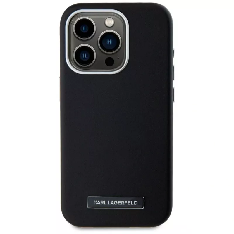 KARL LAGERFELD funda MagSafe Metal Plate para iPhone 15 Pro, negra
