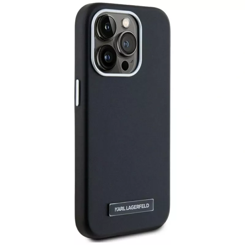 KARL LAGERFELD funda MagSafe Metal Plate para iPhone 15 Pro, negra