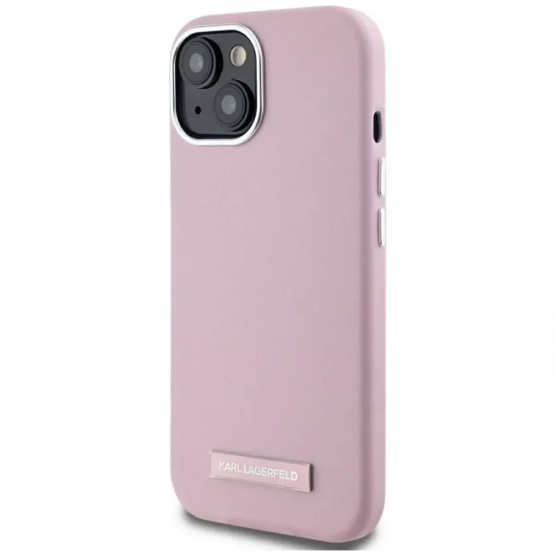 KARL LAGERFELD funda trasera MagSafe Metal Plate FW para Apple iPhone 15, rosa