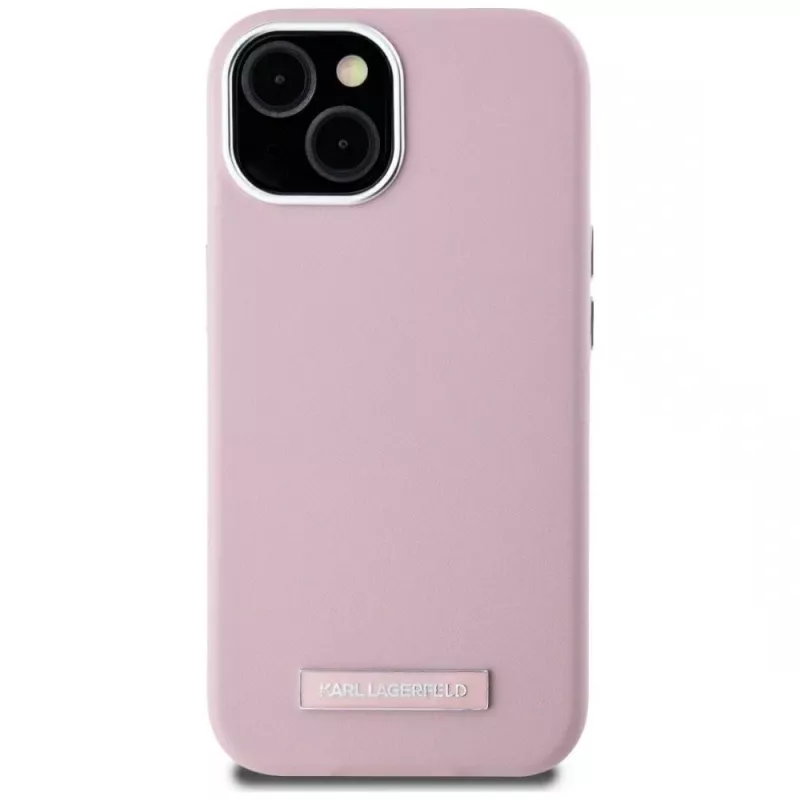 KARL LAGERFELD funda trasera MagSafe Metal Plate FW para Apple iPhone 15, rosa