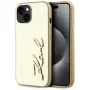 KARL LAGERFELD funda Wrinkled Metal Signature para iPhone 15, dorado