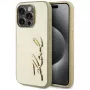 KARL LAGERFELD funda Wrinkled Metal Signature para iPhone 15 Pro - dorado