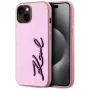 KARL LAGERFELD funda trasera Wrinkled Metal Signature para Apple iPhone 15, rosa
