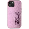 KARL LAGERFELD funda trasera Wrinkled Metal Signature para Apple iPhone 15, rosa
