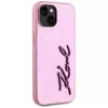 KARL LAGERFELD funda trasera Wrinkled Metal Signature para Apple iPhone 15, rosa