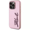 Karl Lagerfeld funda Wrinkled Metal Signature para iPhone 15 Pro, rosa