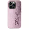 Karl Lagerfeld funda Wrinkled Metal Signature para iPhone 15 Pro, rosa