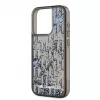 KARL LAGERFELD funda trasera Liquid Glitter Monogram Gradient para Apple iPhone 15 Pro, negra