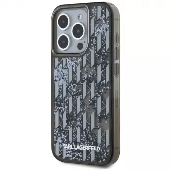 Karl Lagerfeld funda Liquid Glitter Monogram Gradient para iPhone 15 Pro Max, negra
