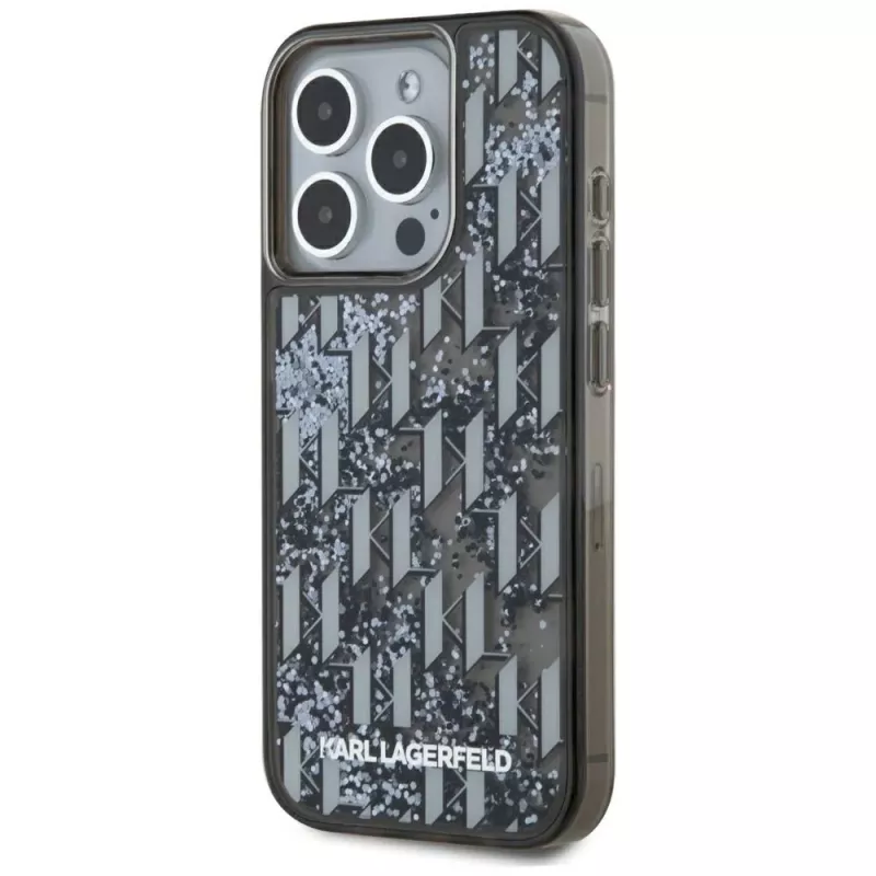 Karl Lagerfeld funda Liquid Glitter Monogram Gradient para iPhone 15 Pro Max, negra