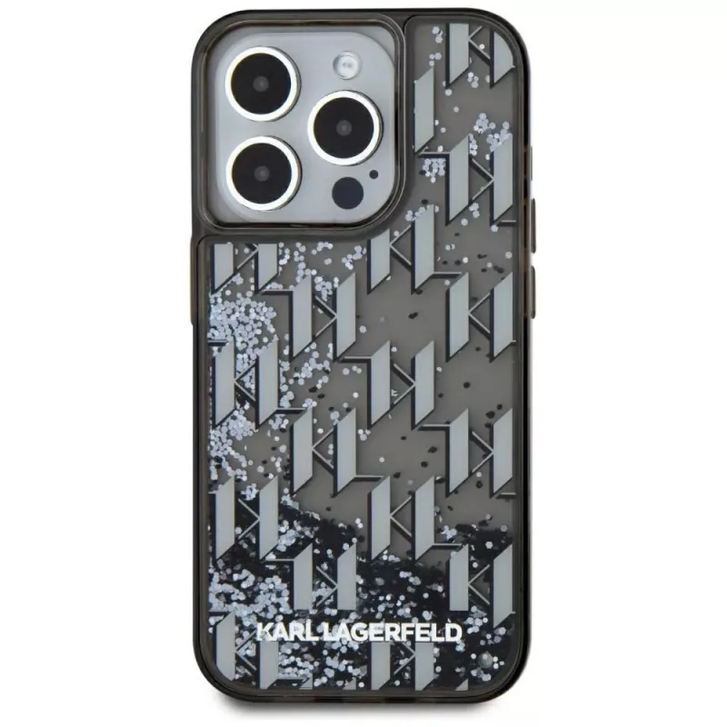 Karl Lagerfeld funda Liquid Glitter Monogram Gradient para iPhone 15 Pro Max, negra