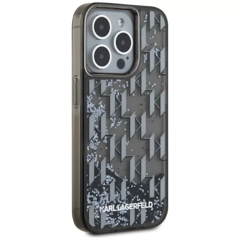 Karl Lagerfeld funda Liquid Glitter Monogram Gradient para iPhone 15 Pro Max, negra