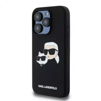 Karl Lagerfeld KLHMP15LSKCHPPLK funda rígida iPhone 15 Pro 6,1 silicona negra Karl & Choupette MagSafe