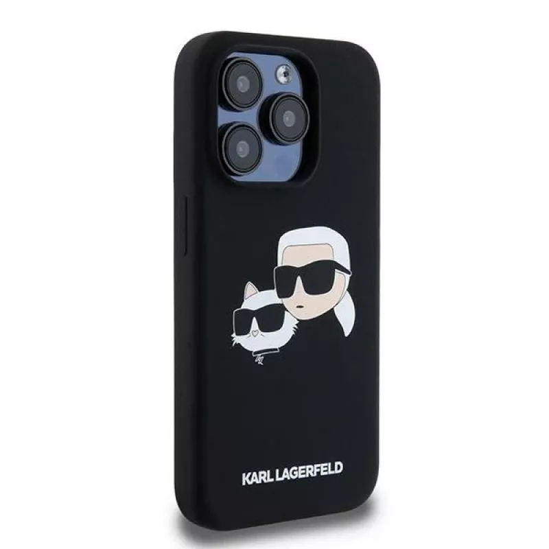 Karl Lagerfeld KLHMP15LSKCHPPLK funda rígida iPhone 15 Pro 6,1 silicona negra Karl & Choupette MagSafe