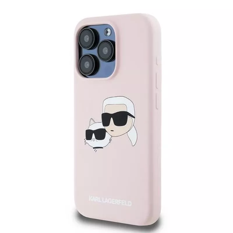 Karl Lagerfeld KLHMP15LSKCHPPLP iPhone 15 Pro 6.1 Rosa Funda rígida silicona Karl & Choupette MagSafe