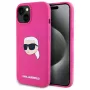 Karl Lagerfeld KLHMP15SSKHPPLF iPhone 15 6,1 pulgadas Fucsia Funda rígida silicona con print cabeza Karl y MagSafe